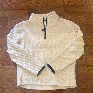 Crewcuts Beige Quilted Pullover with Burgundy Trim